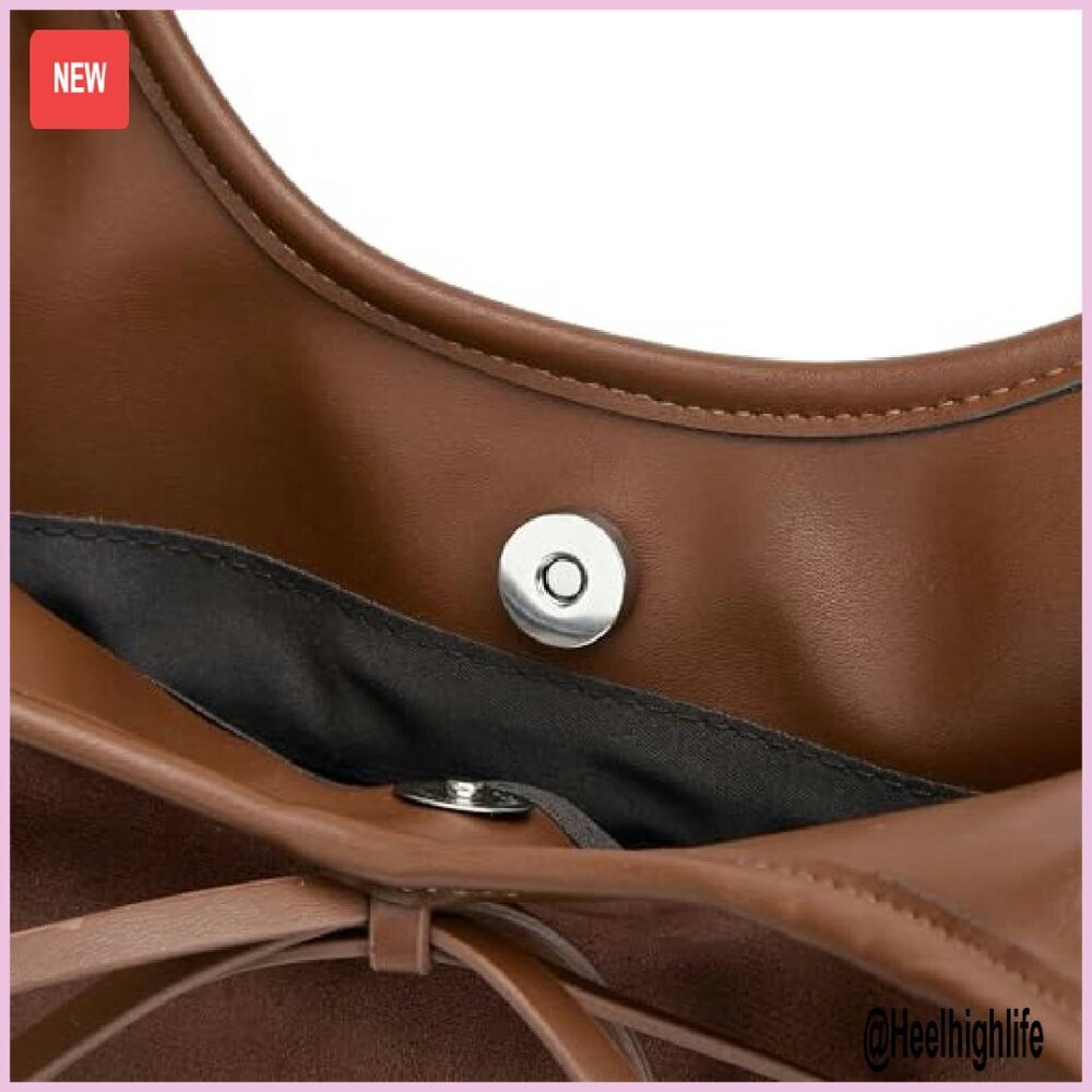 Large Suede Hobo Shoulder Bag with Bow Detail - Holds iPad Essentials - Picture 7 of 8